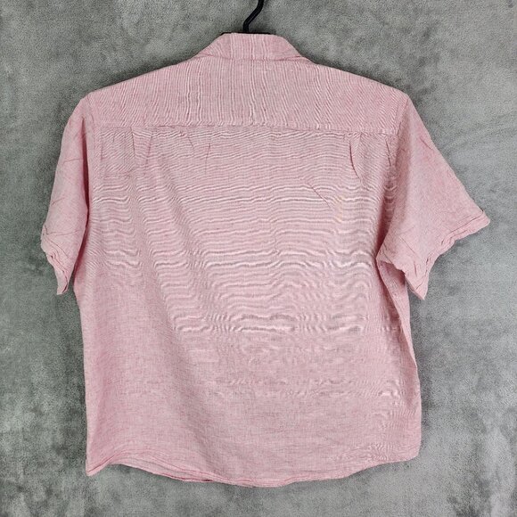 Mens Red White Weatherproof Vintage Shirt Button Up Short Sleeve Linen Blend XL - Picture 5 of 8